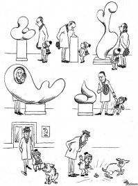 Ну, идея есть но исполнение удручает. 

Вот человек, чьи работы до сих пор имеют место быть. Херлуф Бидструп!
Сходства заметны? А карикатурам уже много лет ;)