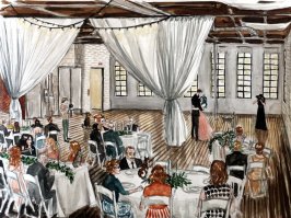 "В качестве свадебного подарка мать Джеки наняла художницу Мэгги Смит Кюн, чтобы она запечатлела незабываемую сцену"
ШТА??? Да, я, лучше рисую... 
А деваха молодец!!!упорство и труд все перетрут ))