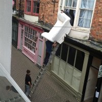 А если по другому не получается, у меня на даче очень узкая лестница на мансарду даже лист фанеры целый занести не могу, а окно широкое. Так и затаскивали диван. Что еще делать?