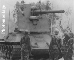 А вот кампфгруппе Кинаст в Саксонии в 1945 на шасси 34-85 пыталась даже забабахать флак 8,8)) Правда, не подтверждено документально, хотя моделистам нравится. Фото, конечно, монтажное.