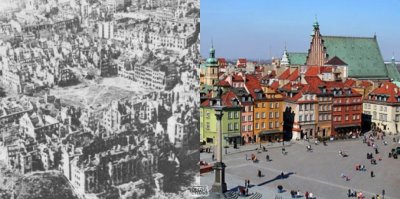 Варшава после войны и сейчас