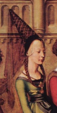 И все??
Атур — сложный женский головной убор на каркасе из китового уса, металла, накрахмаленного полотна или твёрдой бумаги.Волосы, выбивавшиеся из-под атура, выбривали, оставляя лишь маленький треугольник на лбу.