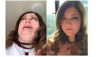 Если следовать закономерности представленных в материале фото, то получается, что эта девушка на левой фотке так выглядит в обычной жизни, а на правой - строит гримасу :)