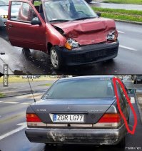 Меня тут одно смущает (выделил). Такое впечатление, что у мерса, несмотря на целый бампер, вся жoпa повелась.