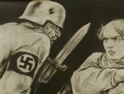 Это Кукрыниксы специализировались на "жалких и смешных врагах", а у других художников было по-разному. Вот несколько примеров, на которых фашистов нельзя однозначно назвать жалкими и смешными: