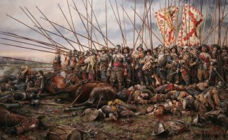 Автор! Первая картина изображает битву при Рокруа в 1643 году. Это, бл@дь, Тридцатилетняя война. Это там, где капитан Алатристе в фильме сражался. Не будь мудаком, смотри что постишь!