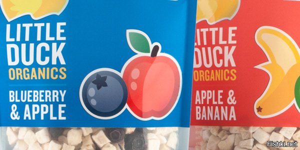 Детскими снеками называют сухофрукты или рисовые кружочки, фруктовые палочки (типа пастила только с кусочками фруктов), фруктовые пюре и еще много чего.
Бренд детских фруктовых снеков Little Duck