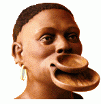 Тоже нормалёк...
А вот Макололо , племя из Малави, вставляют тарелки в верхнюю губу, тарелки называют пелеле. Они говорят: Это же безумно красиво! У мужчин есть борода, а у бедной женщины ничего нет! Что за женщина без пелеле? Это уже не женщина совсем!
В зависимости от племени в губы (верхние или нижние, а то и в обе!) вставляют деревянные, глиняные предметы, кристаллы. 
Источник: