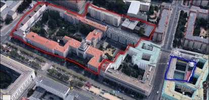 Небольшое дополнение. Красным цветом выделен комплекс Российского посольства , синим Британского .