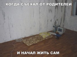 У мя плеяш взял однушку,черновая.Примерно так же,только вместо матраца продавленный диван и монитор плоский;)