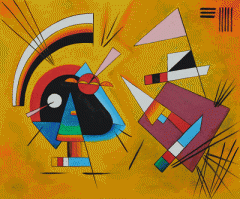 Кандинский видимо обычный шизик, не умеющий рисовать... только почему его картины в галереях и музеях висят?