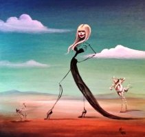 Day of the Dead Original Woman Dali Inspired Horse Cross.