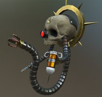 О, кучу лет назад был сборник сказок с похожими иллюстрациями.

Вот оказывается откуда сервочерепа появились.