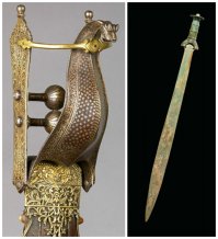 Опять мимо ))) как и в первой части.
Судя по гарде - это не Индийский палаш, а катар и относится к кинжалам ))) Читаем мат часть внимательнее.