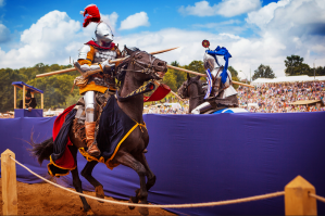 Какое-то месиво и картинки ужасные. Вон с турнира Святого Георгия нельзя было взять? А так благородство рыцарей сильно преувеличено, это как современные пилоты - да здоровенные ребята в дорогущей сбруе, очень романтизированные, а так люди как люди.