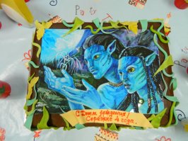 А это торт моему сыночку. Ему очень фильм Аватар нравился тогда.