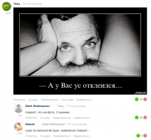 - Скажи-ка, дорогая, пойдут ли мне усы? - Сейчас легко узнаем! Суй морду мне в трусы! (с)не мое