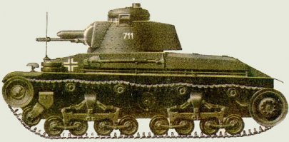 Чешский танк PzKpfw 38(t) Praga (Прага)

Боевая масса – 10,5 т. Экипаж – 4 чел. Вооружение – одна 37-мм пушка, два 7,92-мм пулемета. Бронирование – лоб корпуса – 25 мм, борт – 16 мм, башня – 25 мм. Двигатель – Шкода Т11, 120 л. с. Скорость по шоссе – 35 км/ч. Запас хода по шоссе – 190 км.