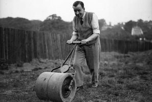 Американцы просто фанатеют от своих зеленых лужаек, и для тех кто не знает, правительство США может выписать штраф за неухоженный газон перед домом. Поэтому американские изобретатели всегда обращали особое внимание на потребности американских домовладельцев. Когда-то красивые старые дома были окружены зарослями, а для газона использовали максимум газонные ролики. Тяжелые колеса из цемента, помогали первым фанатам ровного газона создавать гладкую площадку перед домом и утрамбовывать семена в землю. Сейчас же, как Вы сами понимаете, это совершенно не актуально.