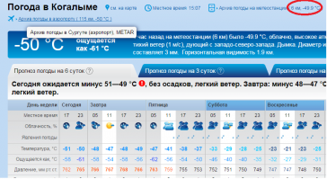 очень холодно. но все же поправлю.
температура у вас на самом деле чуток повыше.  но и -50 с ветерком это пи*ец.  как и у нас впрочем. а -57 это видимо по ощущениям, учитывая ветер.