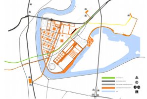 Не знаю откуда слухи про снос - на нём не так давно открыли все полосы для движения после ремонта. Плюс к этому в районе Технопарка строят "диснейленд" и обрубать прямой подъезд к нему через Андропова было бы глупо.
Про мосты: (картинка с сайта градостроительного департамента) в итоге вылетные магистрали будут на перегруженную Варшавку и ТТК, а следовательно увеличится траффик по Андропова. Власти отбрехиваются тем, что, дескать, новый район будет самодостаточным и загруженность прилегающих артерий серьёзно не увеличится.