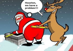 у нашего Деда Мороза есть внучка, Снегурочка! а у Санты? правильно... Олени!