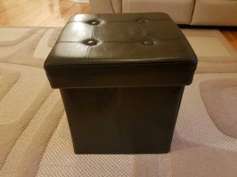 Жалко что афтар не догадался сделать пуфик с крышкой. 
У меня такой, очень удобно, можно в него положить разные крема, щётки итд.