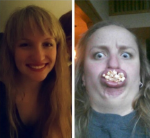 Походу все сэлфи сделаны на толчке во время откладывания личинки.  А эта так тужилась, что через рот полезло.