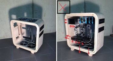 Столярные таланты автора комментировать не буду, но вот охлаждение организованно не правильно.