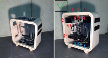 Столярные таланты автора комментировать не буду, но вот охлаждение организованно не правильно.