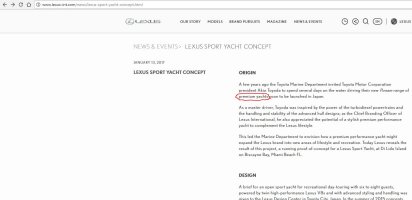 Сударь,Ваш комент подтверждает только одну тупость - Вашу. Мне даже не настолько интересно по каким критериям Вы оценили ср@ность и не ПРЕМИАЛЬНОСТЬ  данного плавсредства. Более интересно выскажете ли Вы свое мнение по классификации яхт и катеров, премиальности и ср@ности непосредственно корпорацие Toyota Motor, ибо на официальном сайте   и на Российском сайте   они почему-то написали что это именно Яхта и чего-то премиум класса. Думаю Ваше мнение будет ценно для них. Так и напишите,тупые Вы Японцы и представительство Ваше в России не лучше))))) 
А на счет писать сюда больше или нет Вы явно в конце списка тех, у кого я это спрошу.