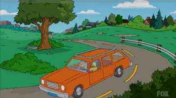 не знаю кто создал этот мувик, но меня смутили два факта: Лада Рива, ибо номера британские (видно на последних кадрах) и Мардж в мульте ездит на универсале, а не на седане.