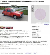 Тот, кто переводил, языком не владеет! В оригинале сказано, что авто имеет ДВА движка, один впереди, другой сзади. И оба функционируют.
В этом то и весь прикол данного симбиоза Subeetleru!