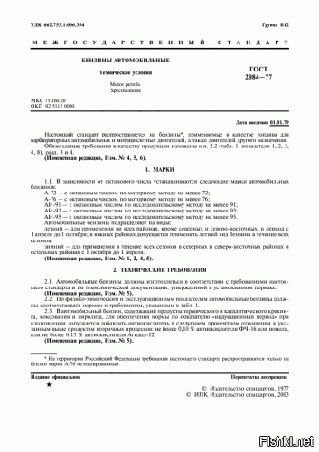 Текст ГОСТ 2084-67 найти не смог.((
В ГОСТ 2084-77 бензина АИ-98 нет.
Чота непопонятно.((