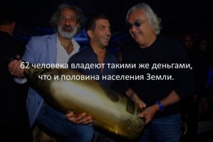 Инфа устарела
8 человек владеют богатством, равным состоянию половины людей планеты.