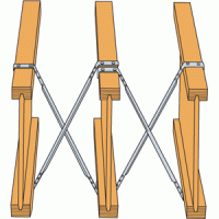 про перфоленту -- примерно как на картинке, только с лентой, а не с штучными связками. ну и с цельными лагами, а не с композитками.

"нормальный угол" -- да, три стойки. или две, если речь о холодном сарае, или если внутренняя обшивка идёт не по стойкам.

с лагой не понял, как вы её Уи стойки. или две, если речь о холодном сарае, или если внутренняя обшивка идёт не по стойкам.

с лагой не понял, как вы её УГОЛКОМ к нижнему брусу будете крепить, и зачем такое "крепление", которое нужно разгружать запилом в верхнем брусе.

Вообще, у меня стойкое убеждение появляется, что вы изобретаете очередной РСК (рашен-страшен-каркашен, спецтермин для обозначения таких вот хитрых "каркасных" построек из бруса с запилами)