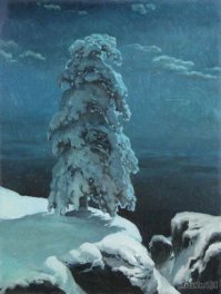 Вот какой смысл в этих крайних пределах? Одни из лени вообще чуть ли не левой пяткой просто пятна рисуют, а другие работают вместо фотоаппарата.
И вот нахрена это нужно? Потратить уйму времени, чтобы заменить собой фотоувелечитель? 
НАКУЯ?
Вот картина, сразу видно, что она картина, не прорисованы иголки, но... Но ведь чувствуется ударяющиеся об щеки твердые льдинки при порывах ветра, одиночество, и даже слышно далекое завывание волка на полную луну, и ты даже понимаешь его...