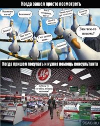 - Ну и что, что вы там в своём интернете увидели у нас эл.скутер, в нашем интернете его нет! 
- А может посмотрим? 
- Даже смотреть не хочу. 
- А номер по артикулу сказать? 
- Мне это не интересно.  Досвиданья. 

М-Видео!