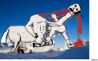 Геракл отправляет в царство Аида кентавра Хирона, своего учителя, случайно раненного им во время пятого подвига. Дабы не долго мучился. Такие дела...