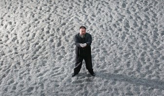 Надо бы рассказать кто такой Ай Вэйвэй, и почему семена подсолнечника.
«Семена подсолнечника» (англ. Sunflower seeds) — инсталляция знаменитого современного китайского художника Ай Вэйвэй (1957 г.) впервые открывшаяся в 2010 г. в Турбинном зале Лондонской галереи современного искусства Тейт Модерн. Проект представлен в виде более 100 млн фарфоровых семян подсолнечника усыпанных по всей площади самого большого зала музея.
Фарфоровые семена подсолнечника, сделанные вручную 10 см слоем покрывают площадь в 1000 кв. м. 100 миллионов семян весят около 150 тонн. Каждое семя выполнено из чистого фарфора вручную. Ни одно из семян не похоже на другое. Каждый элемент был сделан и раскрашен индивидуально. Над экспозицией работали свыше полутора тысяч китайских рабочих в течение 2,5 лет, и все это время информация о проекте не разглашалась. Изначально Ай Вэйвэй решил сделать только 3 млн семян, но после понял, что этого будет недостаточно для полного завершения экспозиции, и работы продолжились. В итоге количество семян превышает население Пекина в пять раз.

При изготовление семян использовались традиционные методы работы с фарфором. Это придает еще больше уникальности инсталляции. Все мастера, все 1600 человек были из города Цзиндэчжэнь (Jingdezhen景德镇), также известного как «столица императорского фарфора».

Как говорит Ай Вэйвэй, чтобы понять Китай с его историей, мало прочитать это в книгах, надо увидеть все вживую, иметь возможность «дотронуться» до истории, поэтому в первые дни представления инсталляции не была огорожена. Зрители могли пройтись по этому «безмерному, серому морю». По усыпанному семенами, полу можно было ходить, лежать, играть, перебирать семена, люди могли делать с ними все, что угодно. Также Ай Вэйвэй был не против, того, что некоторые поддавались соблазну и забирали с собой на память пару семян. Но вскоре, после открытия выставки «хождение по фарфору» было запрещено: это создавало много фарфоровой пыли, опасной для здоровья. Экспозиция была оцеплена, но это не мешало людям проникнуться работой художника.
Искусство Ай Вэйвэя формально часто опирается на утопические амбиции «нового мира» конструктивизма. При этом, художник создает достаточно тонкие политические произведения, которые занимают критическую позицию в отношении радикальных изменений, происходящих в Китае.

Семена были мощным символом Культурной Революции (1966—1976). Китайский концептуальный художник Ай Вэйвэй ассоциирует миллионы семян подсолнечника с китайским народом. Во времена Культурной Революции правителя Мао Цзэдуна изображали на плакатах в виде солнца, а жителей страны в виде подсолнечников, тянувшихся к нему. Фарфоровые семена Ай Вейвея символизируют миллионов жителей Китая, похожих внешне, но разных внутри. Инсталляция крошечных семечек ставит перед посетителями вопрос о роли индивидуума в современном обществе. Также мастер показывает пример нетрадиционного использования традиционного китайского материала, исторически занимавшего львиную долю всего экспорта страны. Он считает, что фарфор мог бы найти еще много применений в нашей жизни, и учит нас мыслить масштабно и креативно.