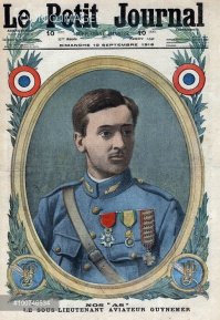 Портреты асов на обложках появлялись тоже часто. Это Жорж Гинемер, 53 сбитых. 11 сентября 1917-го его сбил Курт Виссман. Самого Курта через две недели приземлили британцы.
Жоржу было 23 года.