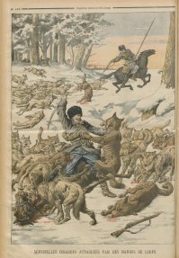 тебе спасибо) Честно говоря, испытываю слабость к почтовым открыткам и журнальным иллюстрациям времен ПМВ. Например, тот же ле пти ж-ль - Казаки, атакованные стаей волков)