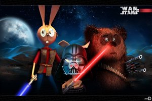 Персонажи "Звездных войн", изображенные как Вини Пух и его друзья