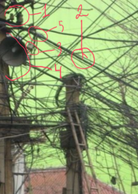 Оптика, говорите?! И где вы столько оптики видели, особенно на дереве? Попытаюсь обьяснить этот кошмар электрика или связиста. Я сделал скрин побольше, чтоб понятнее было, и подписал номерами. Номер 1 - изолятор, крепится на столбе и на доме, откуда потом идет разводка в внутри дома (данный способ неактуален, в деревнях еще встречается). 2 -  кабель (на фото видно, что он в легкой оплетки и тяжелый, 4-жильный, обычно такой кабель поключают к к ларьку, столовой, с металическим троссиком, чтобы провод не провисал, 5 - разтяжка, механизм, который затягивает тот самый троссик,  и недает провиснуть кабелю. 3 - похож на обыкновенный сплиттер, который используется в спутниковом ТВ,  к нему подключают,  в зависимости от расположения спутников, головки тарелок, а дальше на рессивер. Не-е, может здесь и есть оптика, просто это очень дорого!!!Больше это напоминает вот это!!!