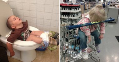 Самые странные места, в которых засыпают дети