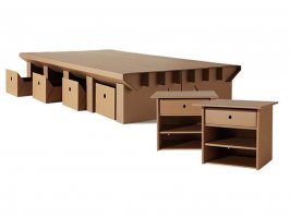 Ну мебель из картона это довольно распространенно и как предмет и как продукт.    И не только мебель.