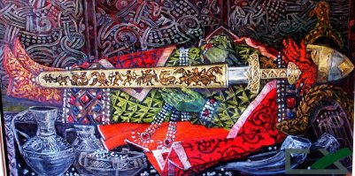 Меч-кладенец еще)) Но это не имя собственное одного конкретного меча, так что, наверное, не подходит.

Меч-кладенец — наименование меча нескольких богатырей из русского фольклора. Могли быть волшебными и придавать владельцу непобедимость. Обычно попадали в руки хозяину из какого-либо тайника (клада).