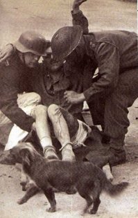 Немец помогает канадскому медику.