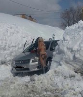 Сразу подумал, что Камчатка. Потом, для того чтобы убедится, проверил номер региона. Точно, Камчатка.
Был как-то на практике на 5-м курсе в Велюченске. В конце марта тайфун прошел... Снегу навалило... На солнце стоишь, жара. Хоть до трусов раздевайся. В тень вошел - колотун страшный. Интересный климат там.