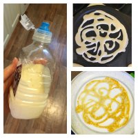 Вот делали с ребёнком. Есть неудобно, зато ажурно ))